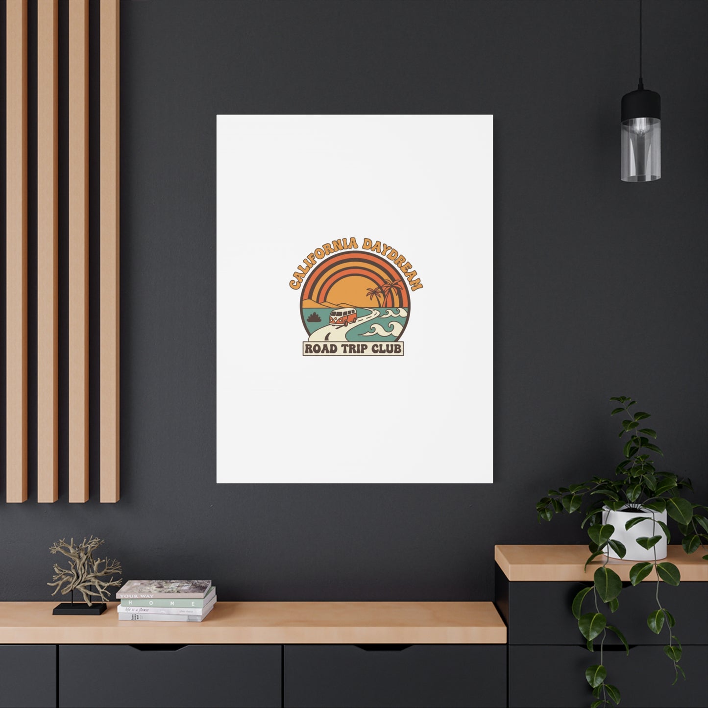 California Daydream Road Trip Club Canvas | 70s Sunset Retro Palm Poster