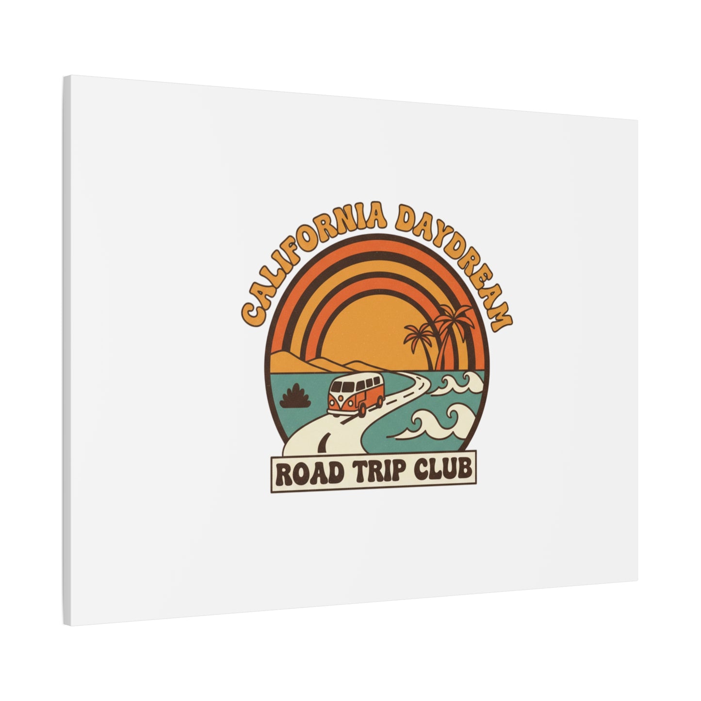 California Daydream Road Trip Club Canvas | 70s Sunset Retro Palm Poster