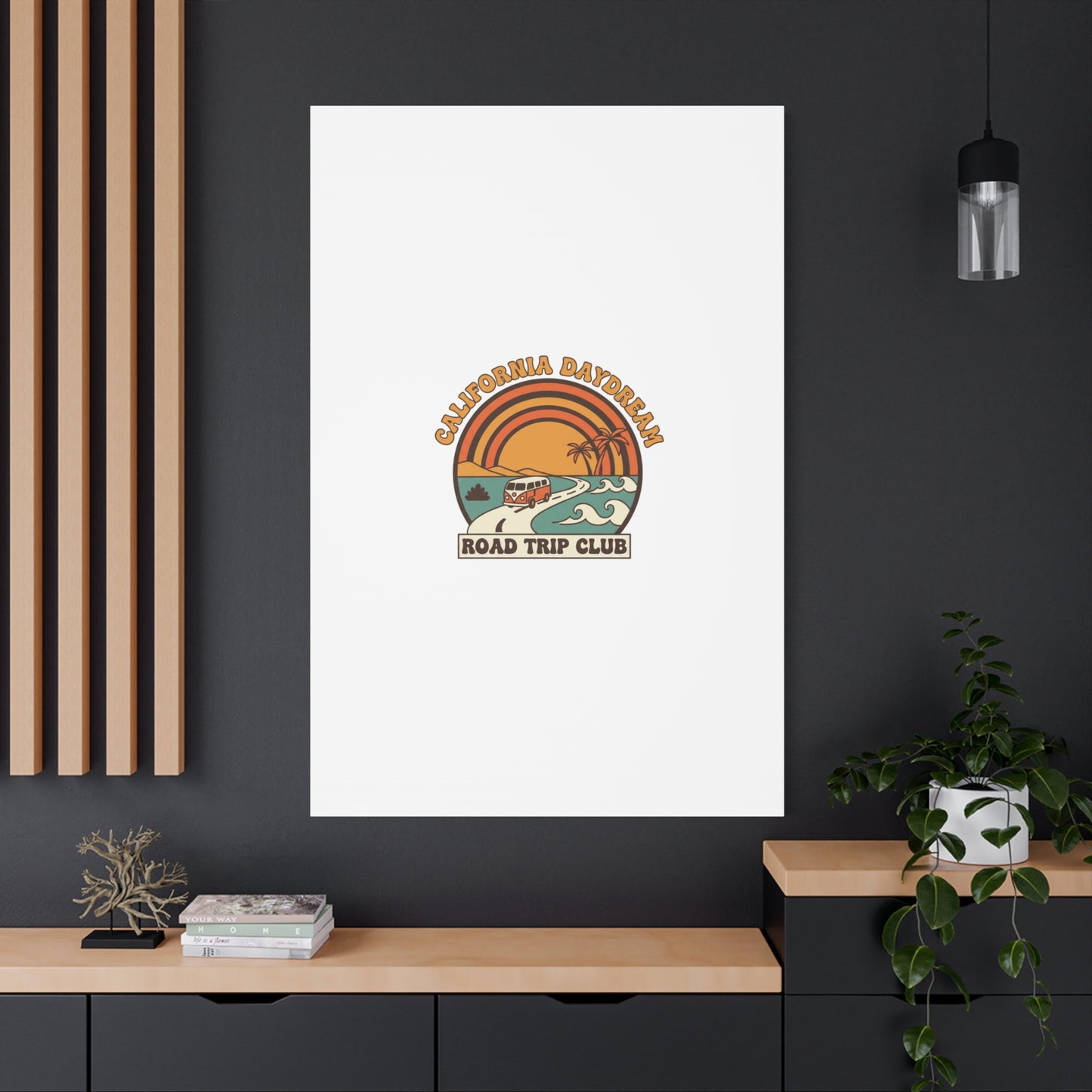 California Daydream Road Trip Club Canvas | 70s Sunset Retro Palm Poster