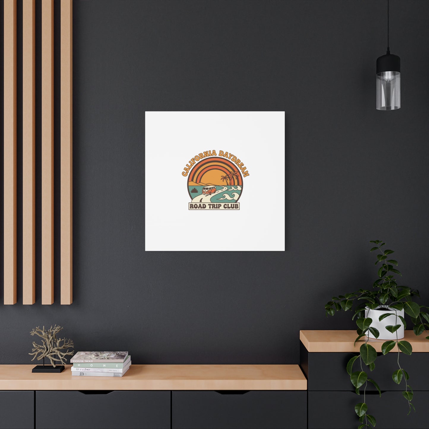 California Daydream Road Trip Club Canvas | 70s Sunset Retro Palm Poster