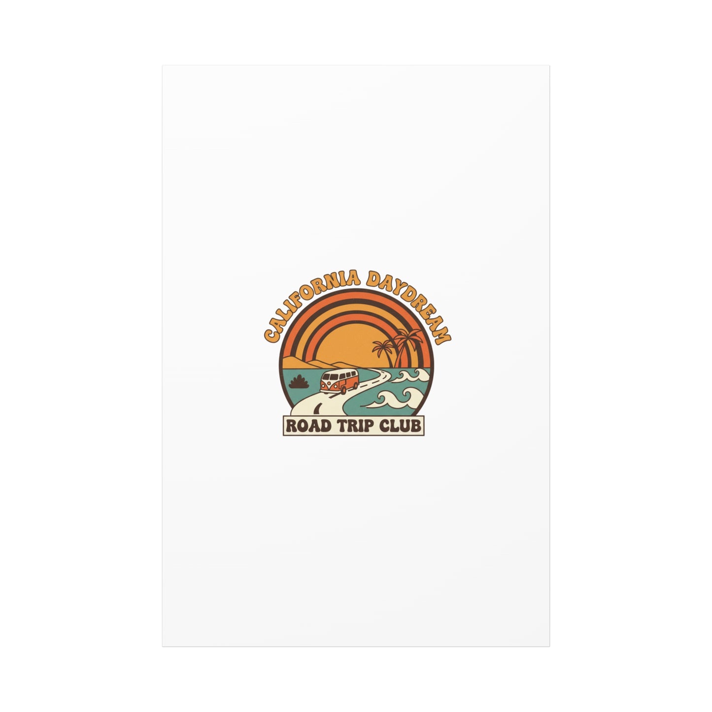 California Daydream Road Trip Club Canvas | 70s Sunset Retro Palm Poster