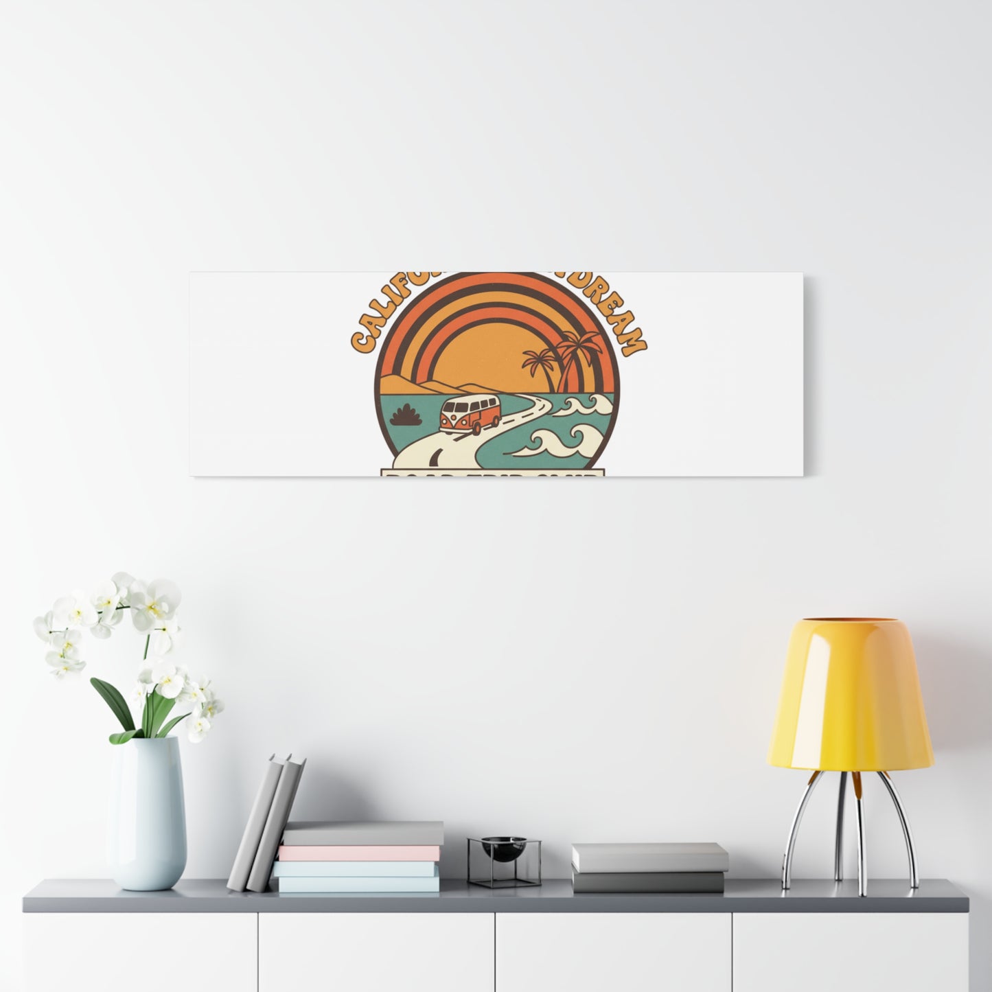 California Daydream Road Trip Club Canvas | 70s Sunset Retro Palm Poster