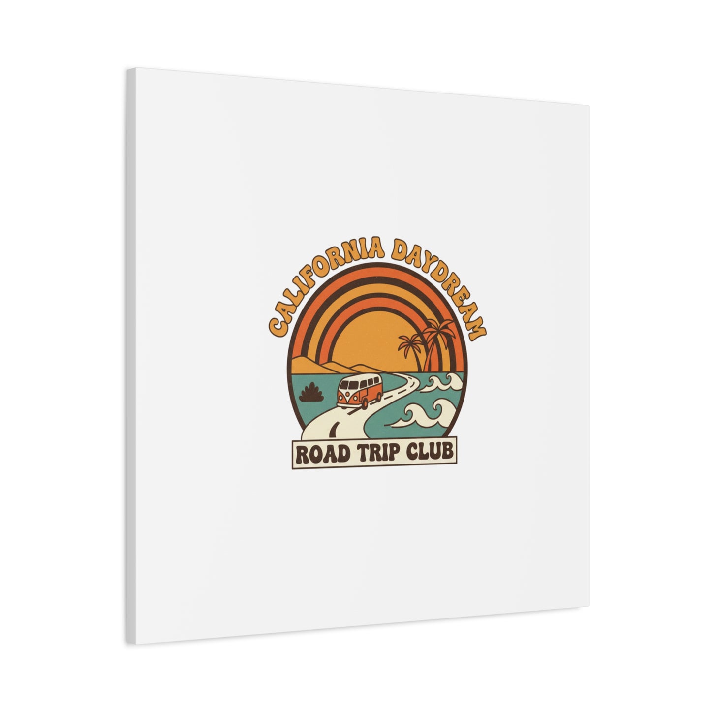 California Daydream Road Trip Club Canvas | 70s Sunset Retro Palm Poster