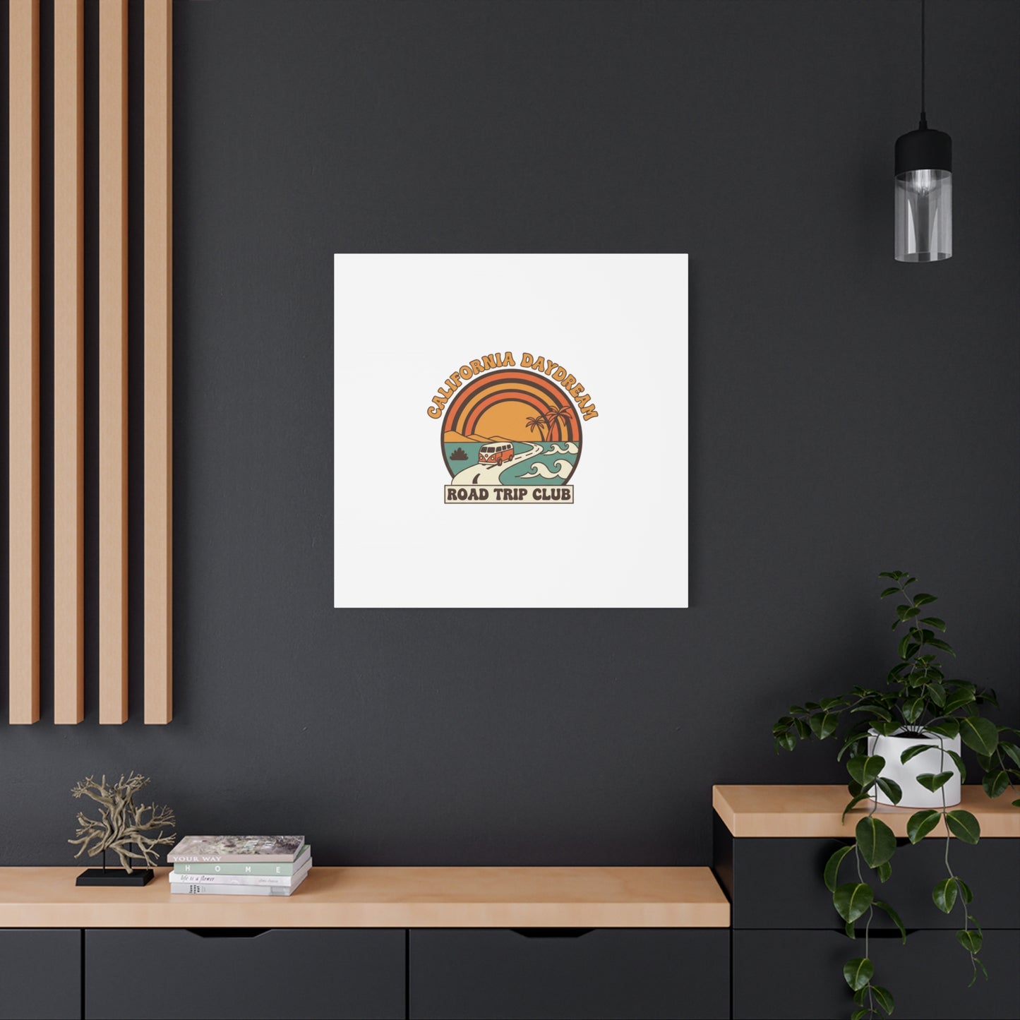 California Daydream Road Trip Club Canvas | 70s Sunset Retro Palm Poster