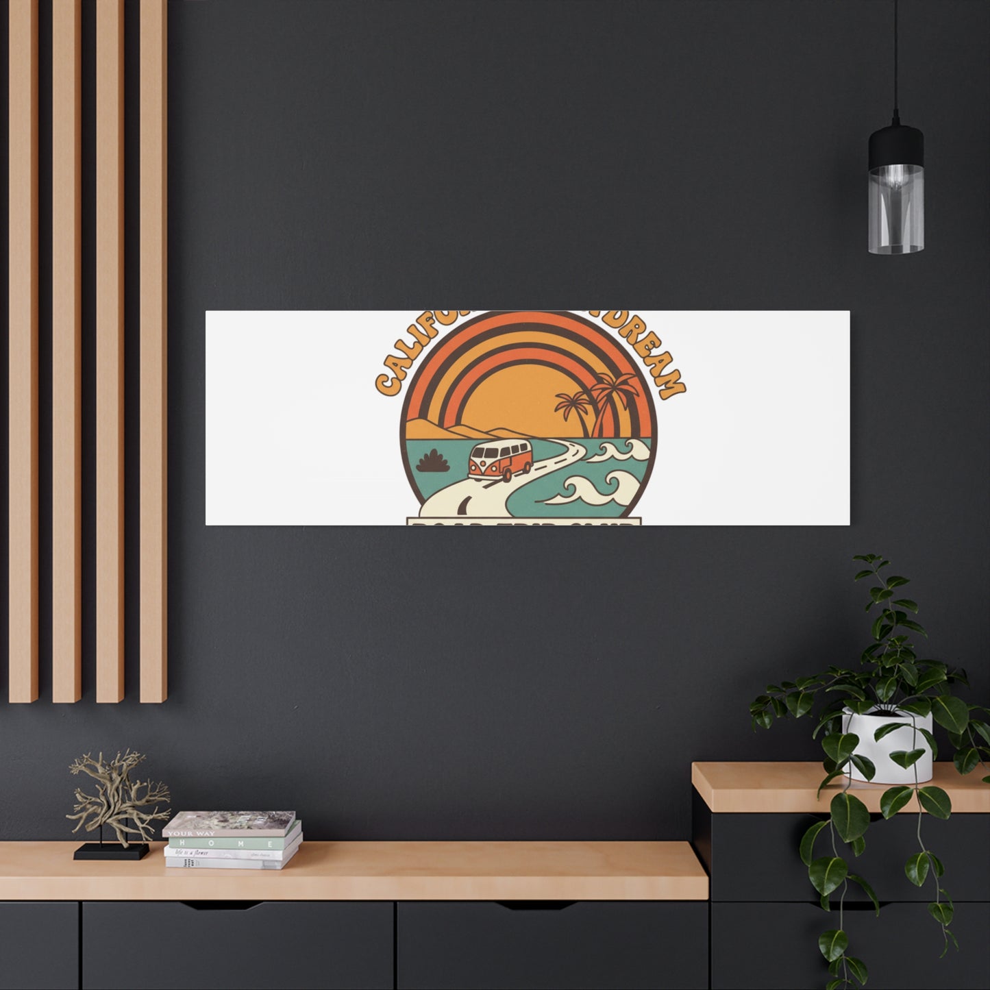 California Daydream Road Trip Club Canvas | 70s Sunset Retro Palm Poster