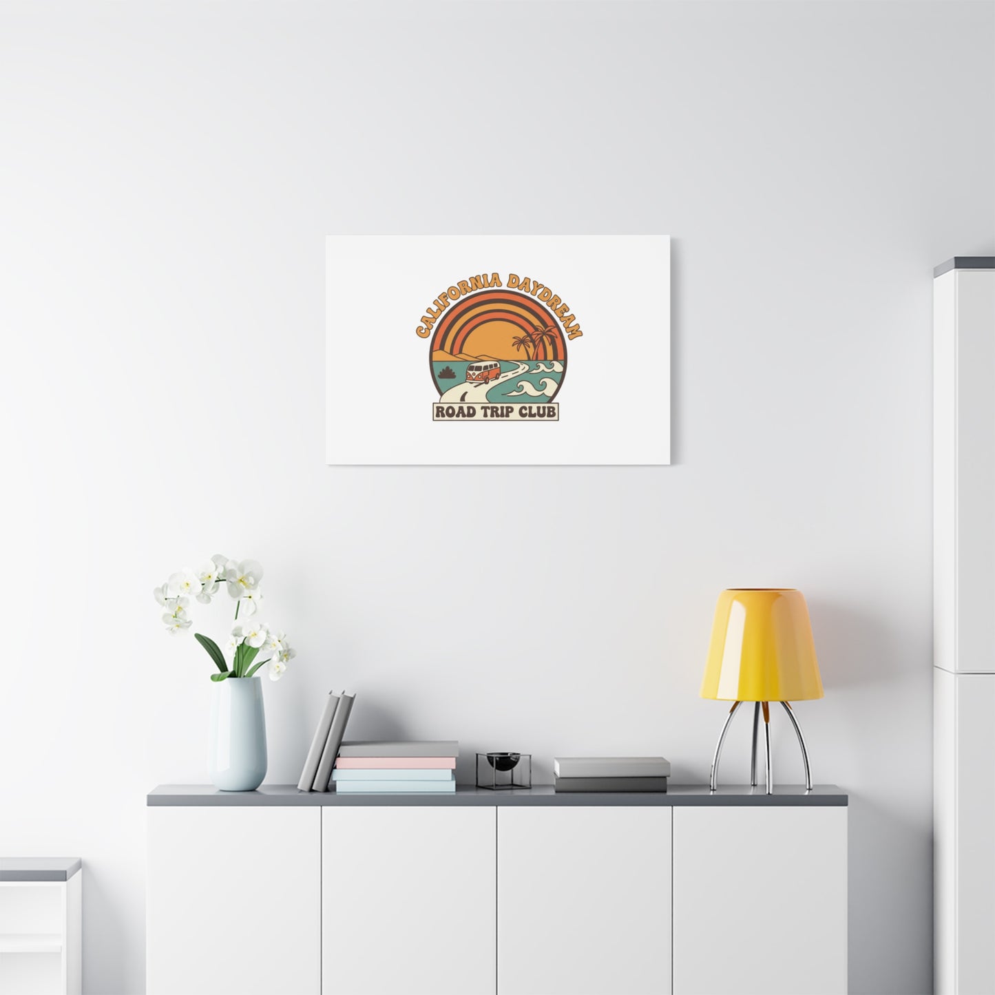 California Daydream Road Trip Club Canvas | 70s Sunset Retro Palm Poster