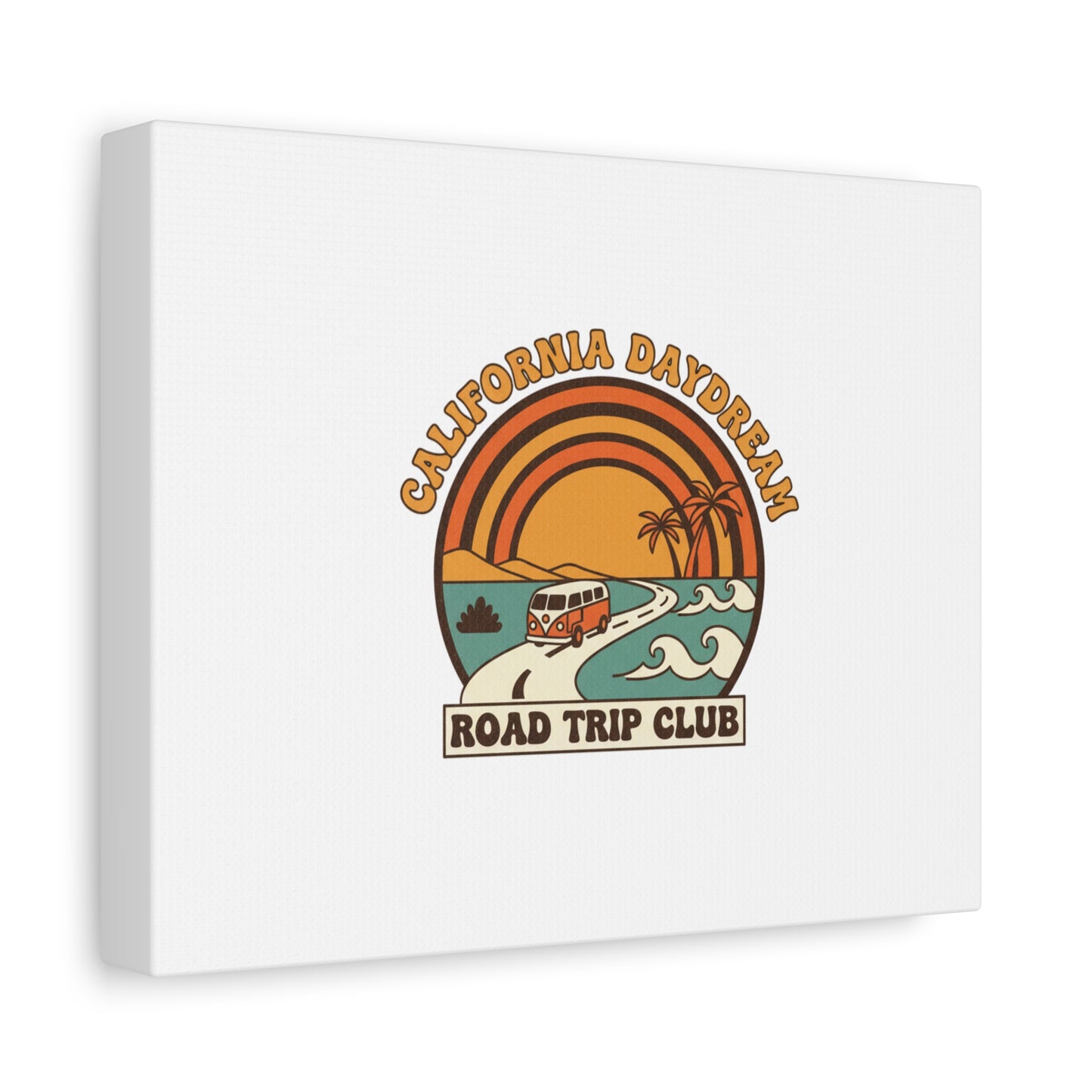 California Daydream Road Trip Club Canvas | 70s Sunset Retro Palm Poster