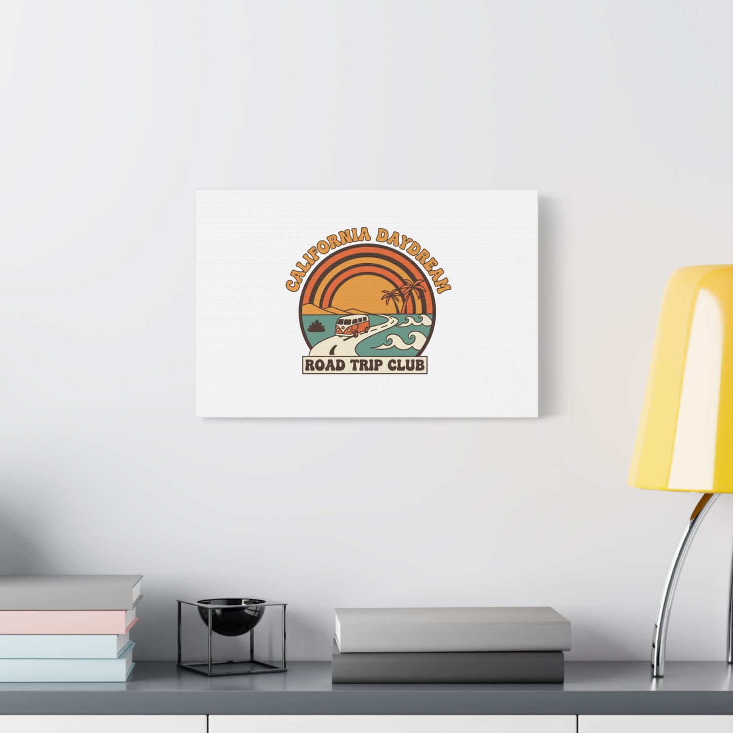 California Daydream Road Trip Club Canvas | 70s Sunset Retro Palm Poster