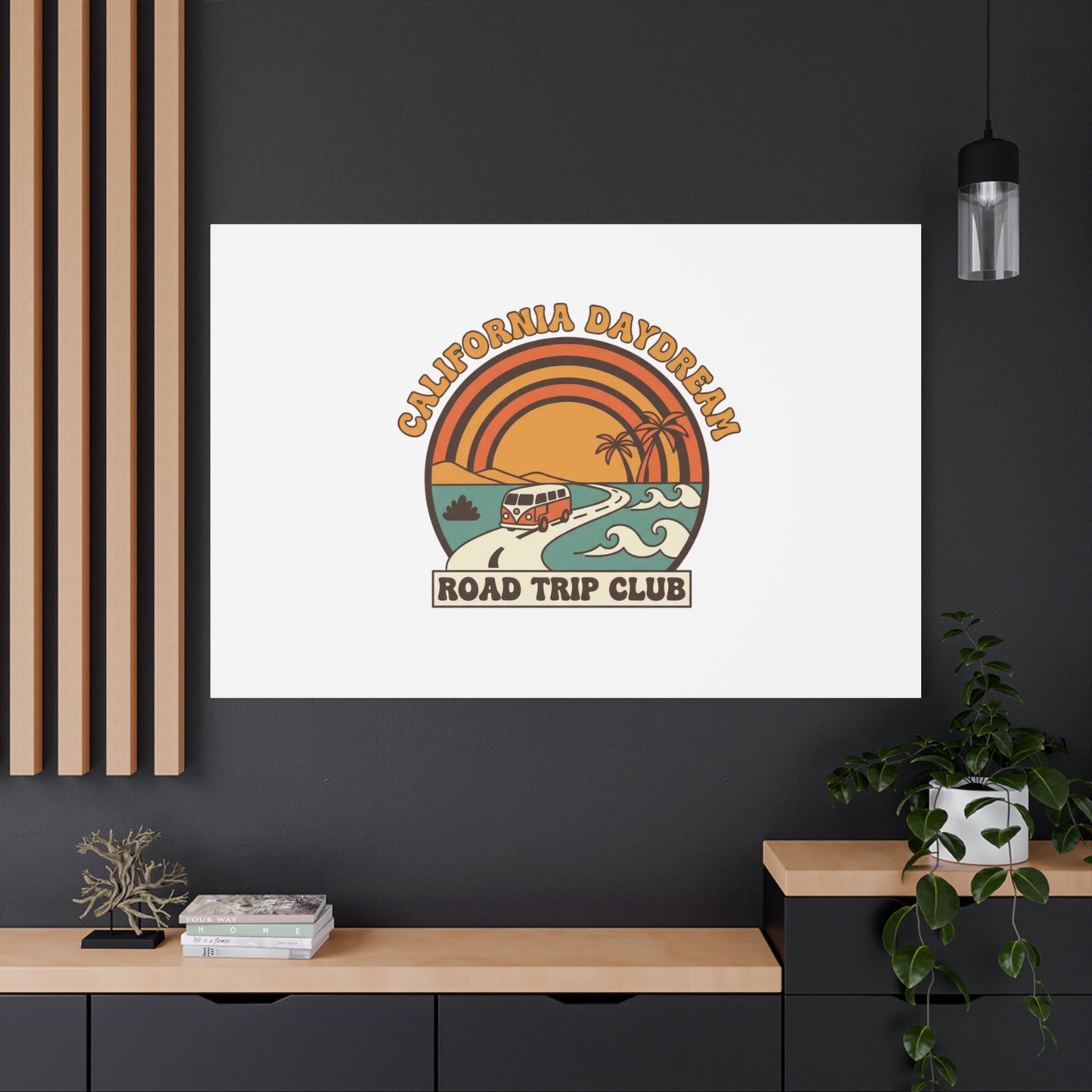 California Daydream Road Trip Club Canvas | 70s Sunset Retro Palm Poster