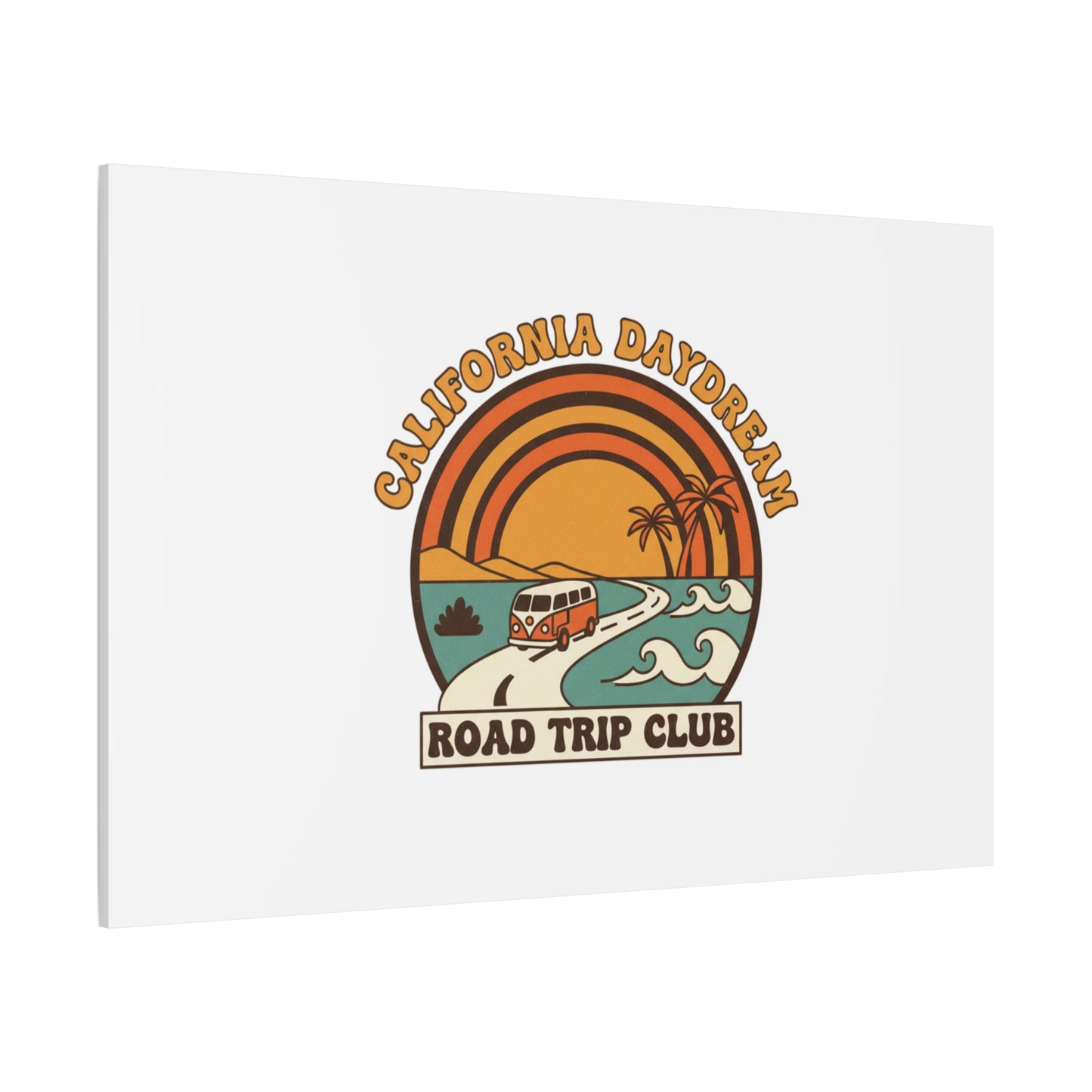 California Daydream Road Trip Club Canvas | 70s Sunset Retro Palm Poster