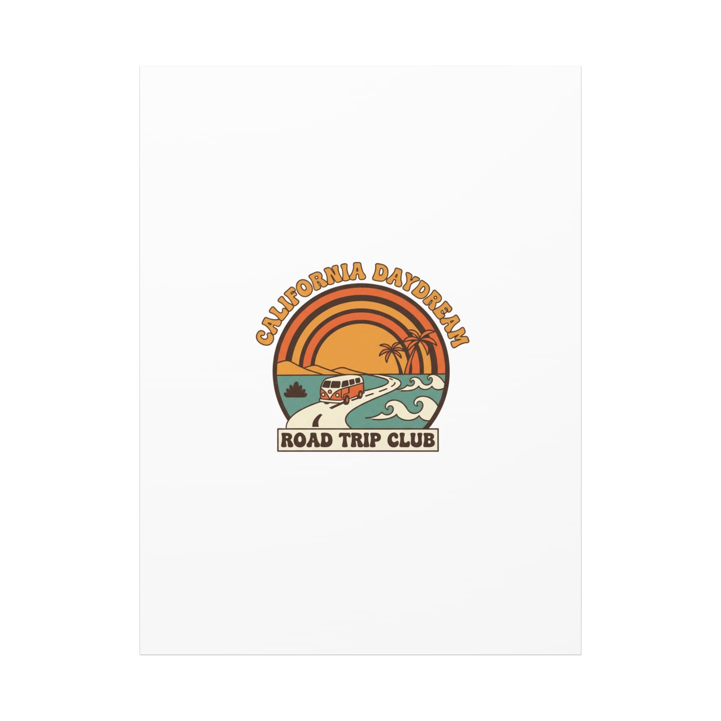 California Daydream Road Trip Club Canvas | 70s Sunset Retro Palm Poster