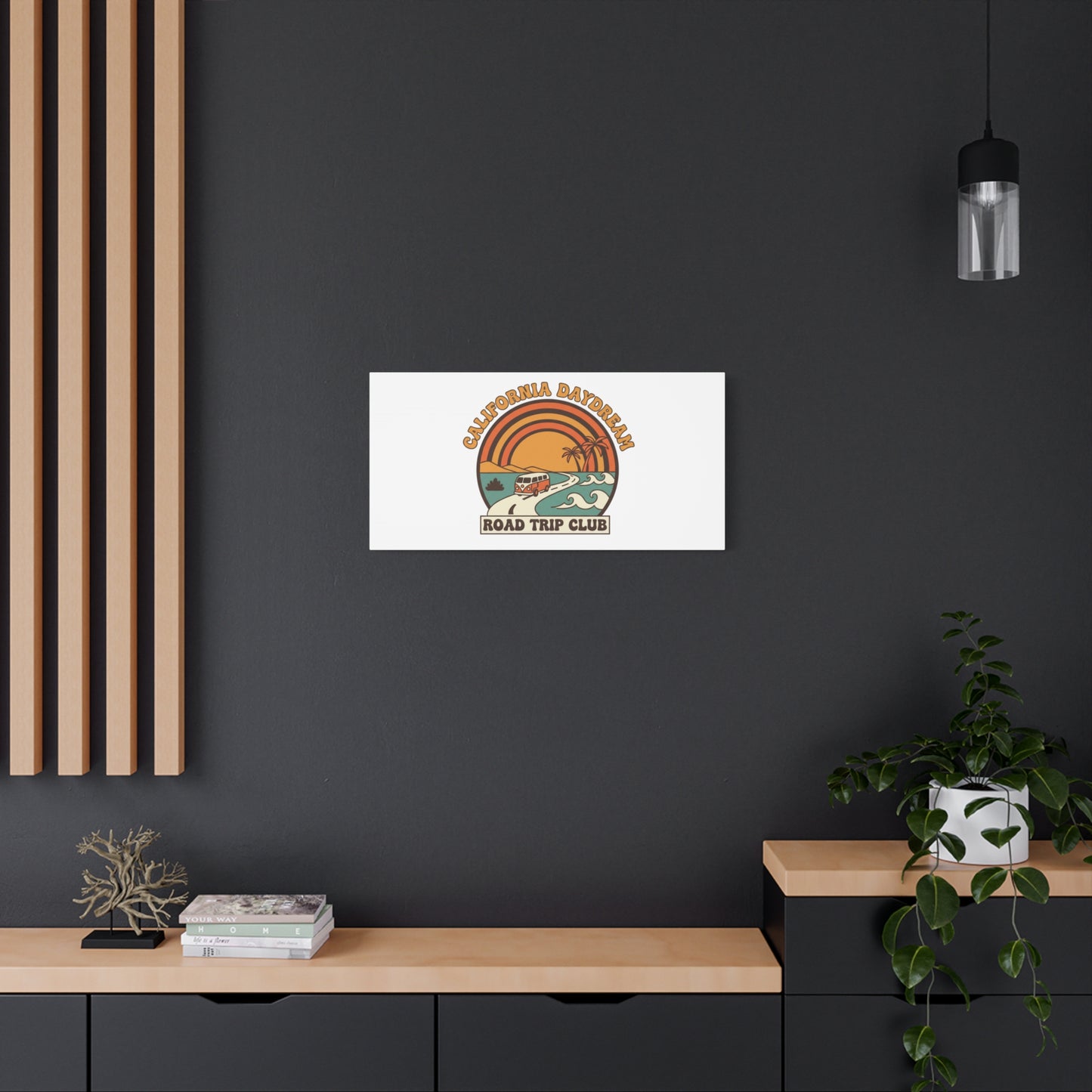 California Daydream Road Trip Club Canvas | 70s Sunset Retro Palm Poster