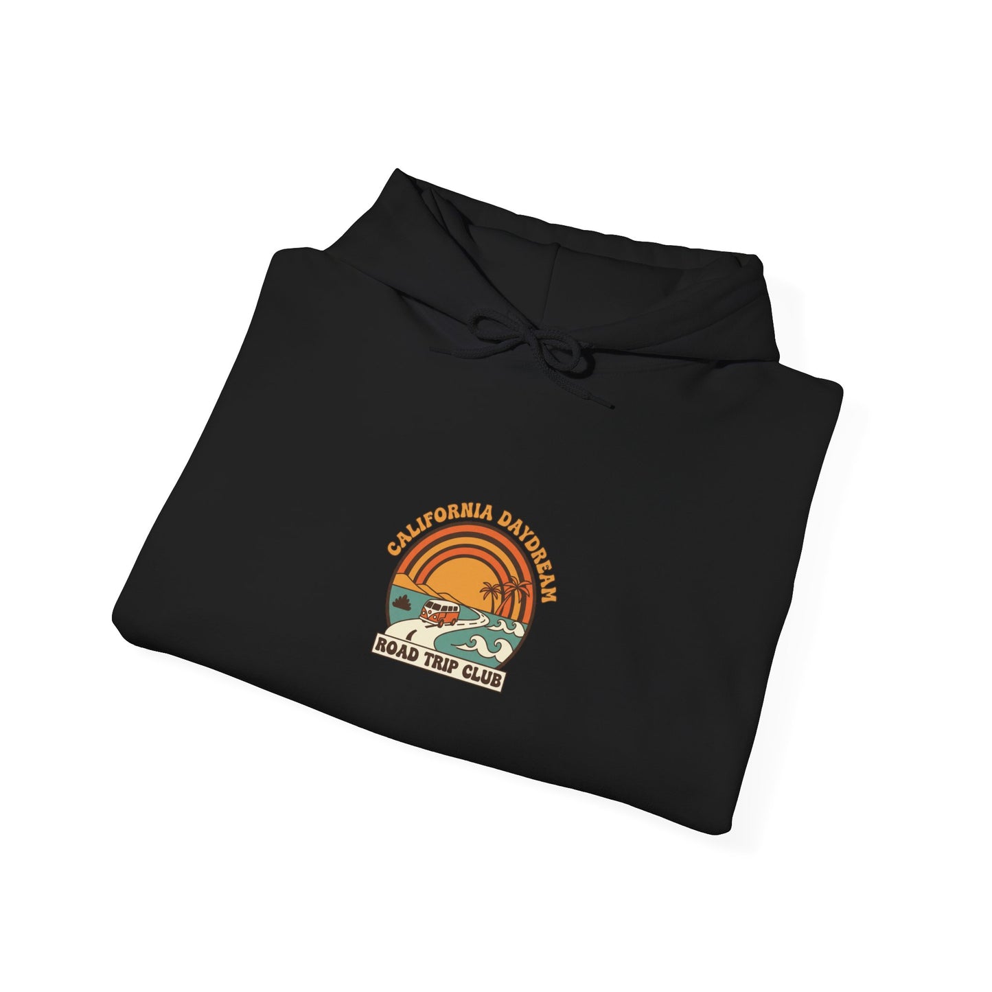 Retro 70s Sunset Surf Hoodie | Analog Sunshine, Vintage Palm Postcard