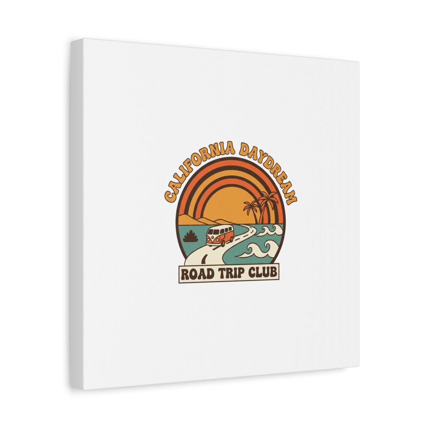 California Daydream Road Trip Club Canvas | 70s Sunset Retro Palm Poster
